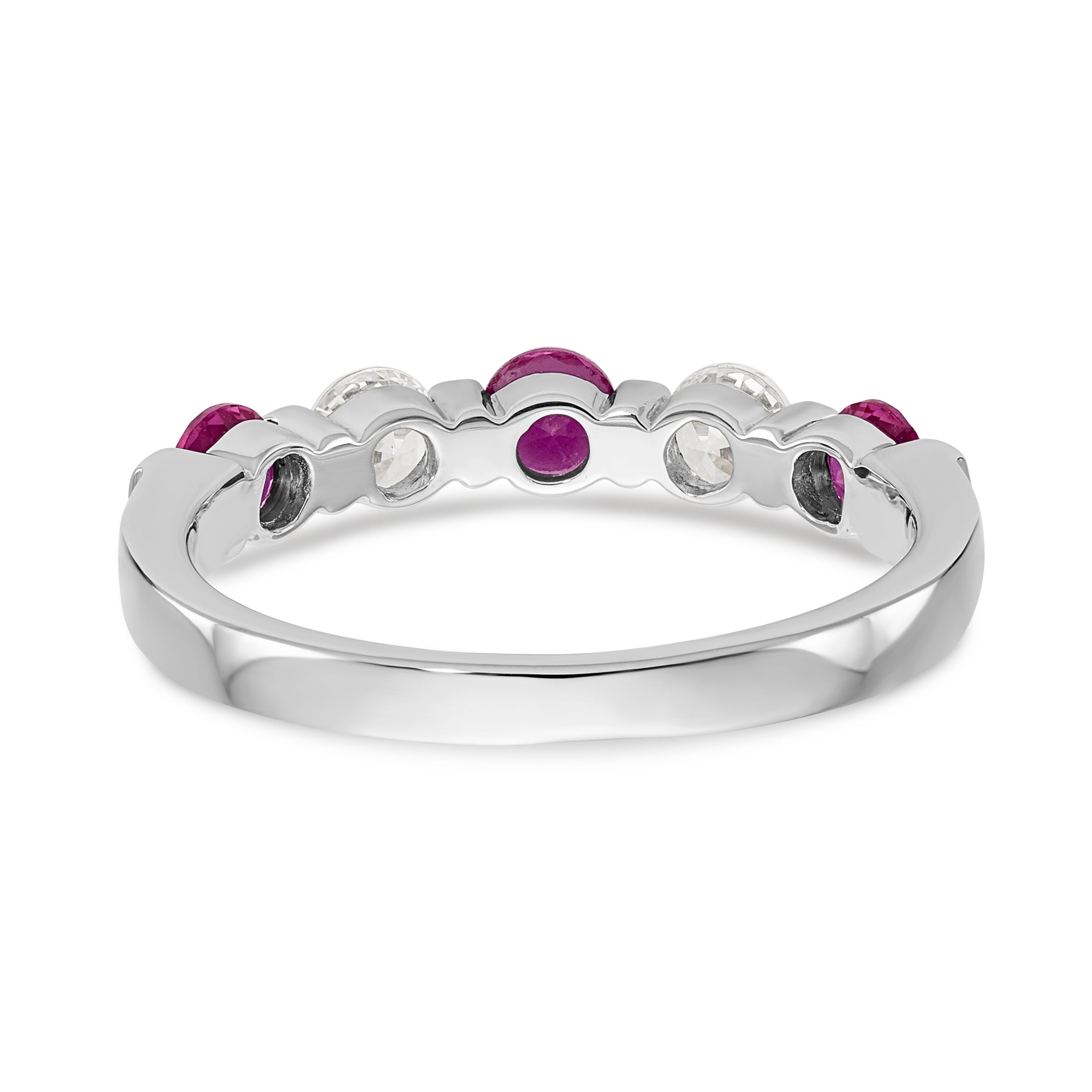 14K White Gold 1/3 carat Diamond and Ruby Complete Band