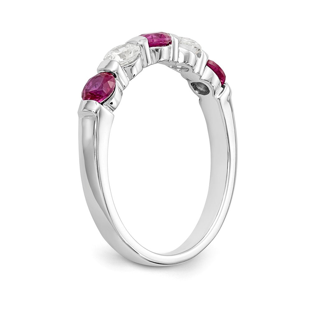 14K White Gold 1/3 carat Diamond and Ruby Complete Band