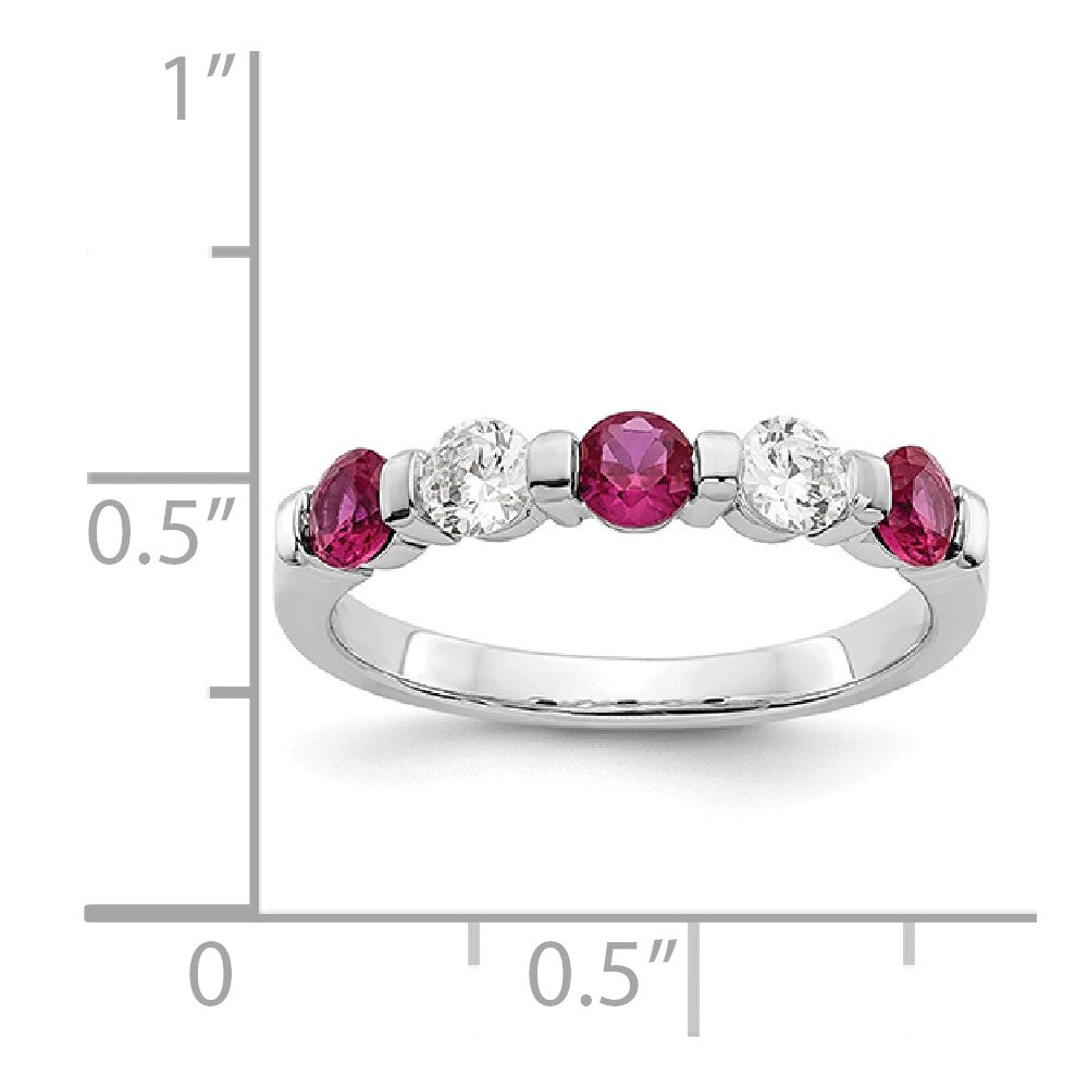 14K White Gold Diamond w/Ruby Band