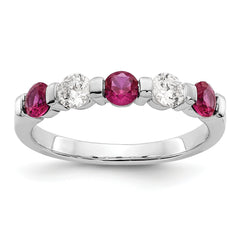 14K White Gold 1/3 carat Diamond and Ruby Complete Band