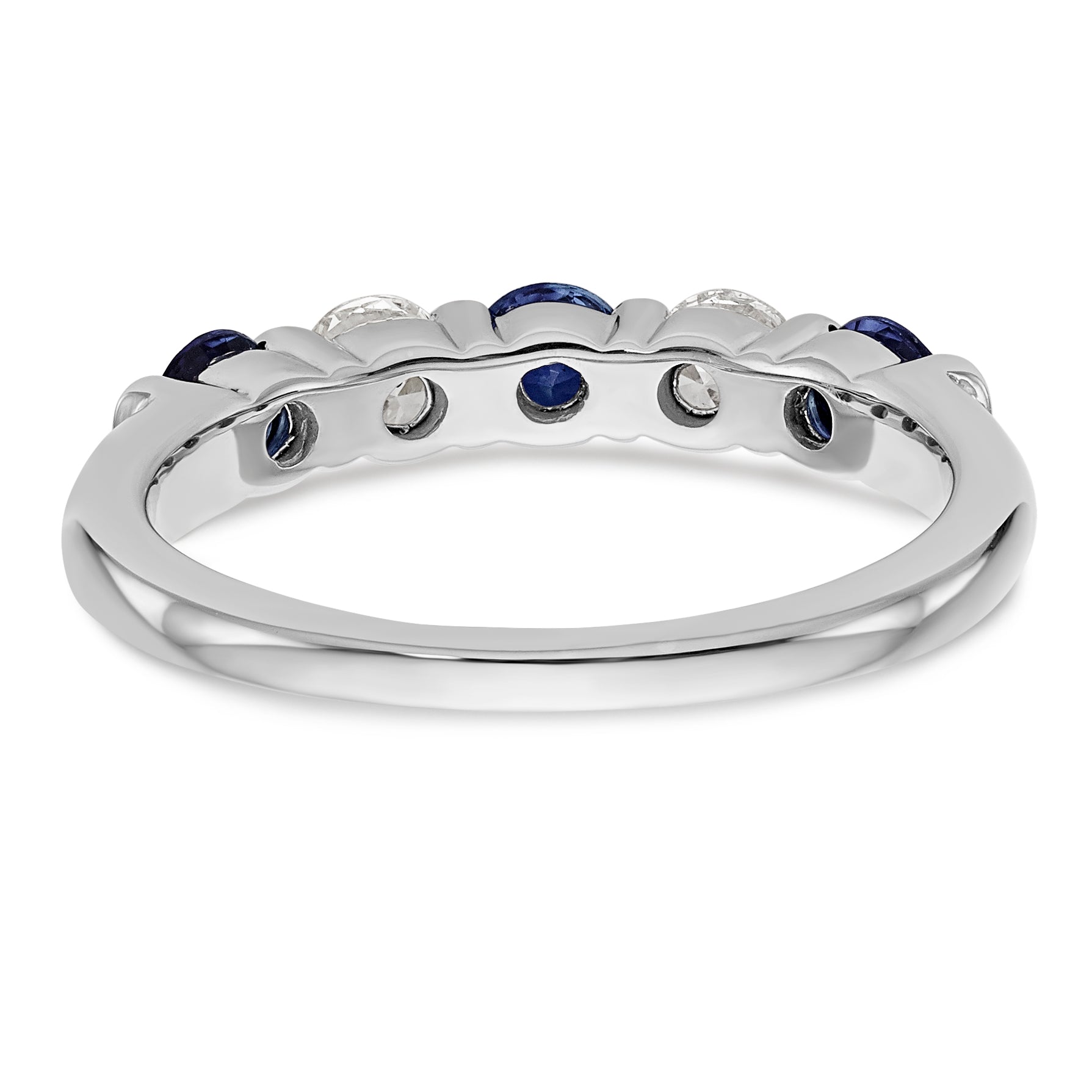 14K White Gold 1/3 carat Diamond and Blue Sapphire Complete Band