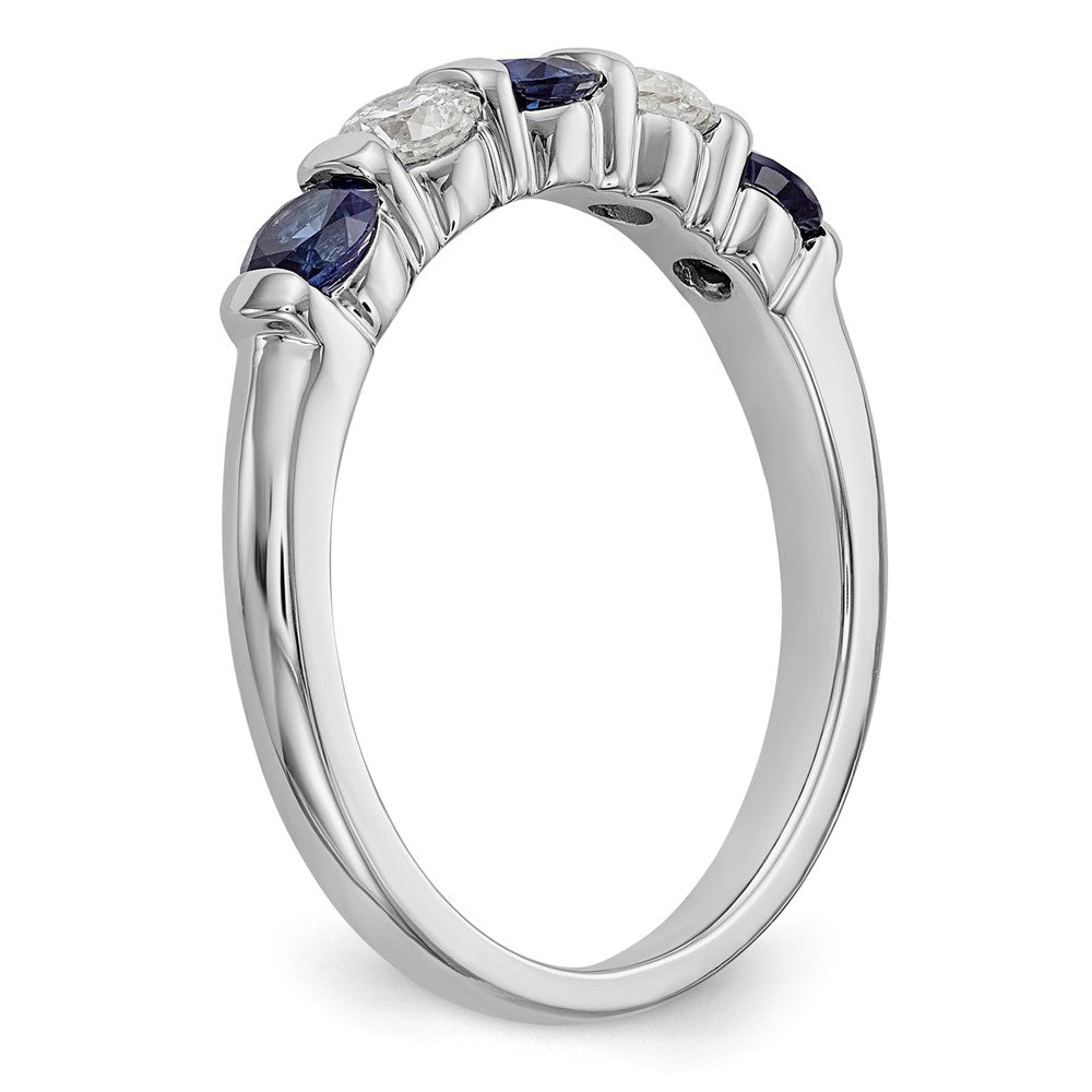 14K White Gold 1/3 carat Diamond and Blue Sapphire Complete Band