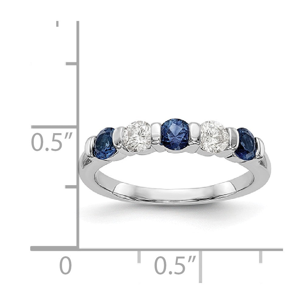 14K White Gold Diamond w/Sapphire Band