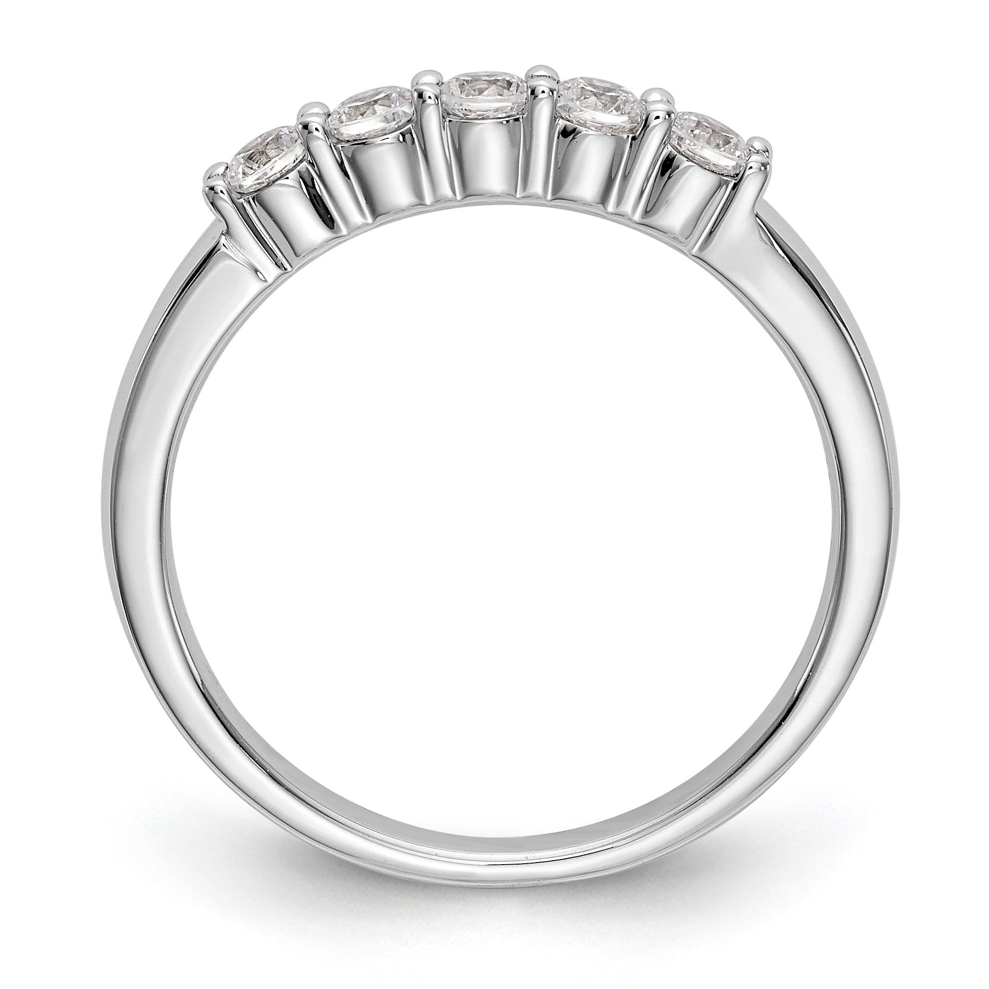 14K White Gold 5-Stone Shared Prong 1/3 carat Complete Round Diamond Band - 7