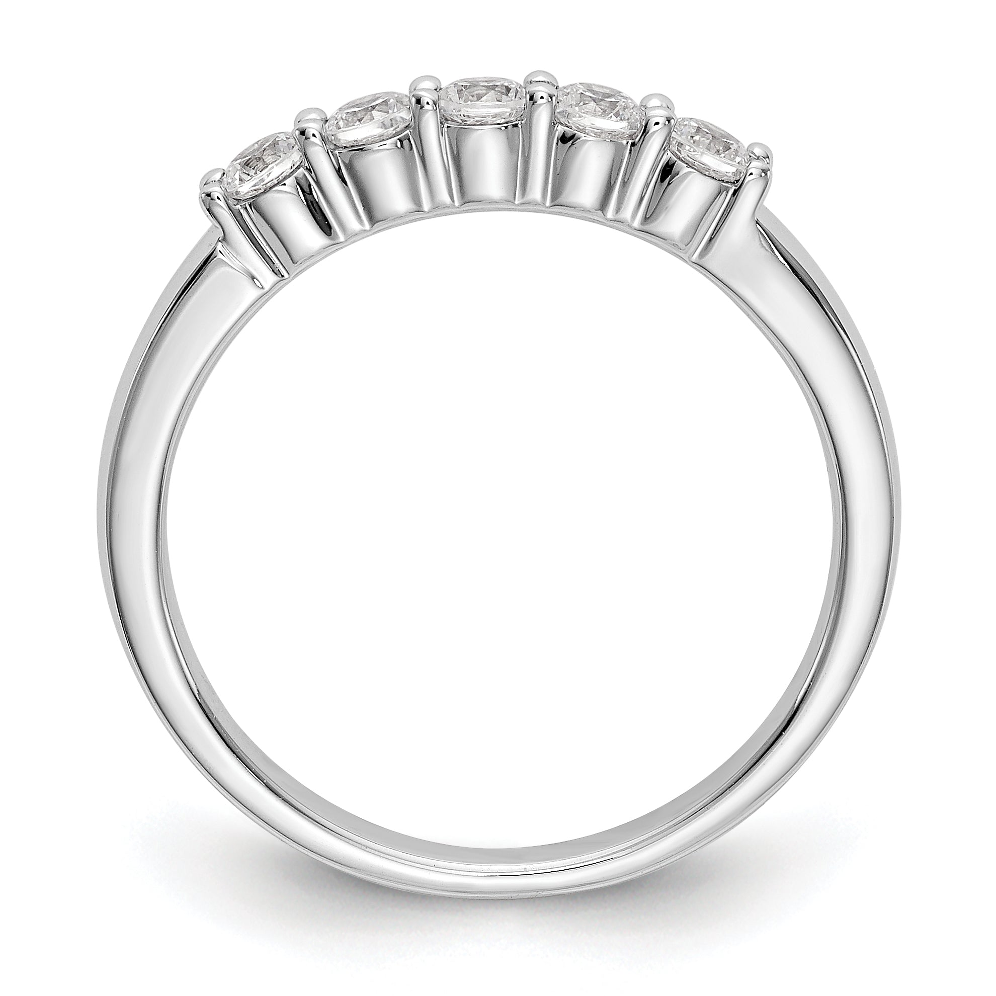 14K White Gold 5-Stone Shared Prong 1/3 carat Complete Round Diamond Band Secondary image