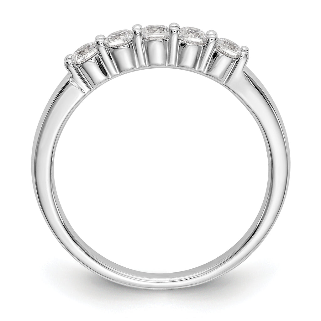 14K White Gold 5-Stone Shared Prong 1/3 carat Complete Round Diamond Band