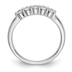 14K White Gold 5-Stone Shared Prong 1/3 carat Complete Round Diamond Band - 7