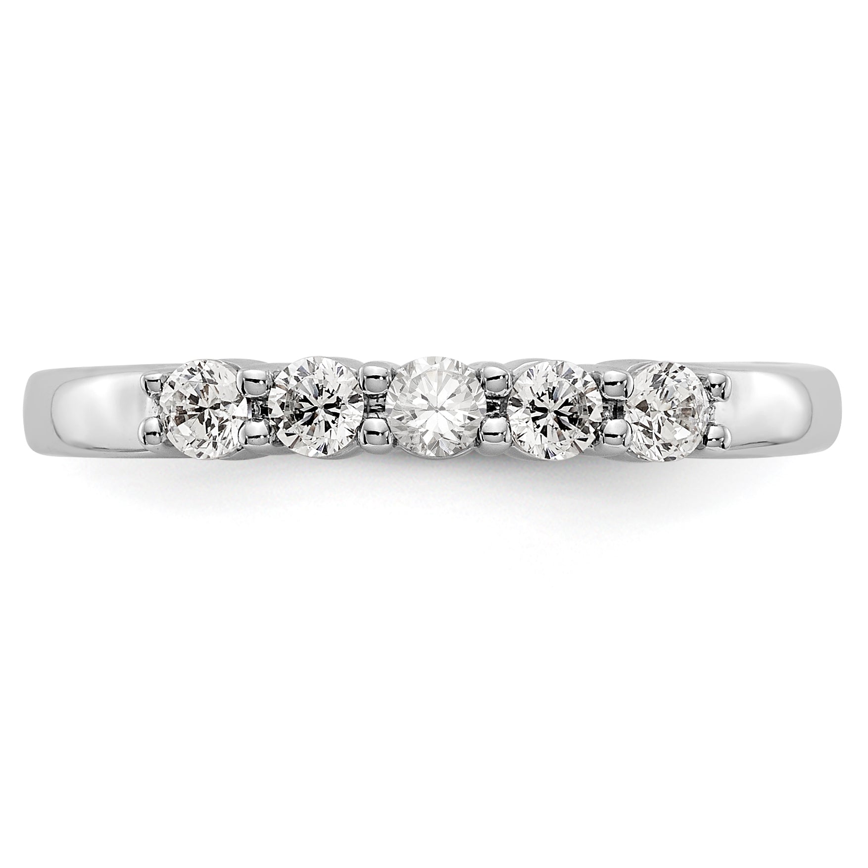 14K White Gold 5-Stone Shared Prong 1/3 carat Complete Round Diamond Band - 7