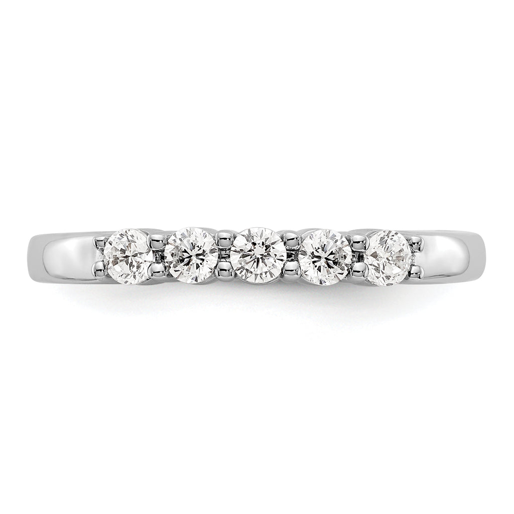 14K White Gold 5-Stone Shared Prong 1/3 carat Complete Round Diamond Band
