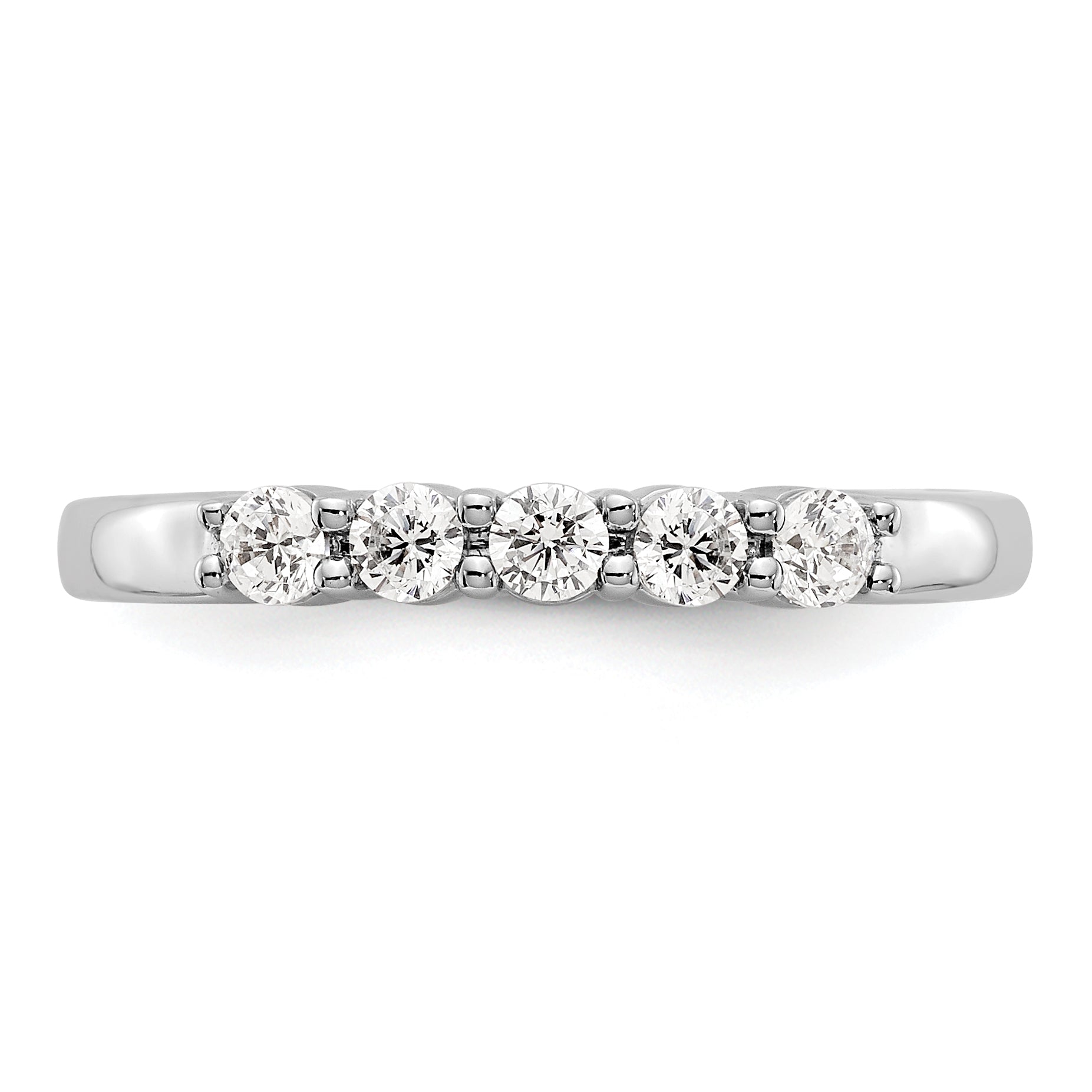 14K White Gold 5-Stone Shared Prong 1/3 carat Complete Round Diamond Band