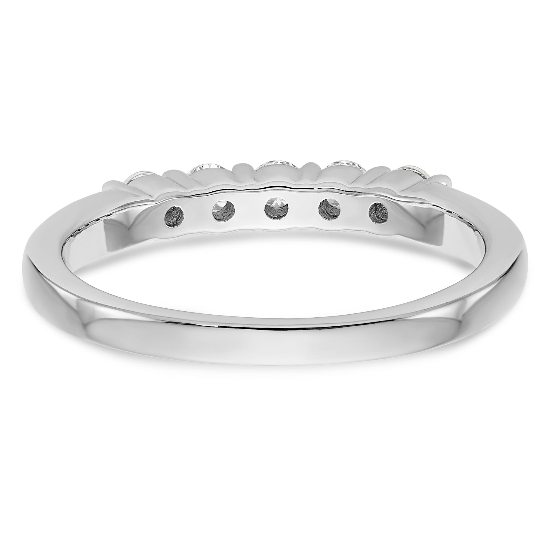14K White Gold 5-Stone Shared Prong 1/3 carat Complete Round Diamond Band - 7