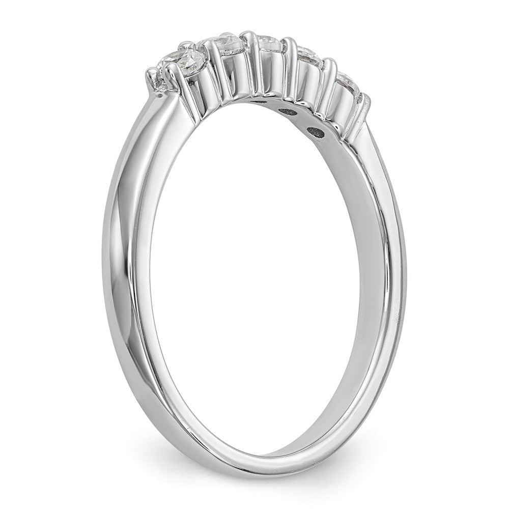 14K White Gold 5-Stone Shared Prong 1/3 carat Complete Round Diamond Band - 7