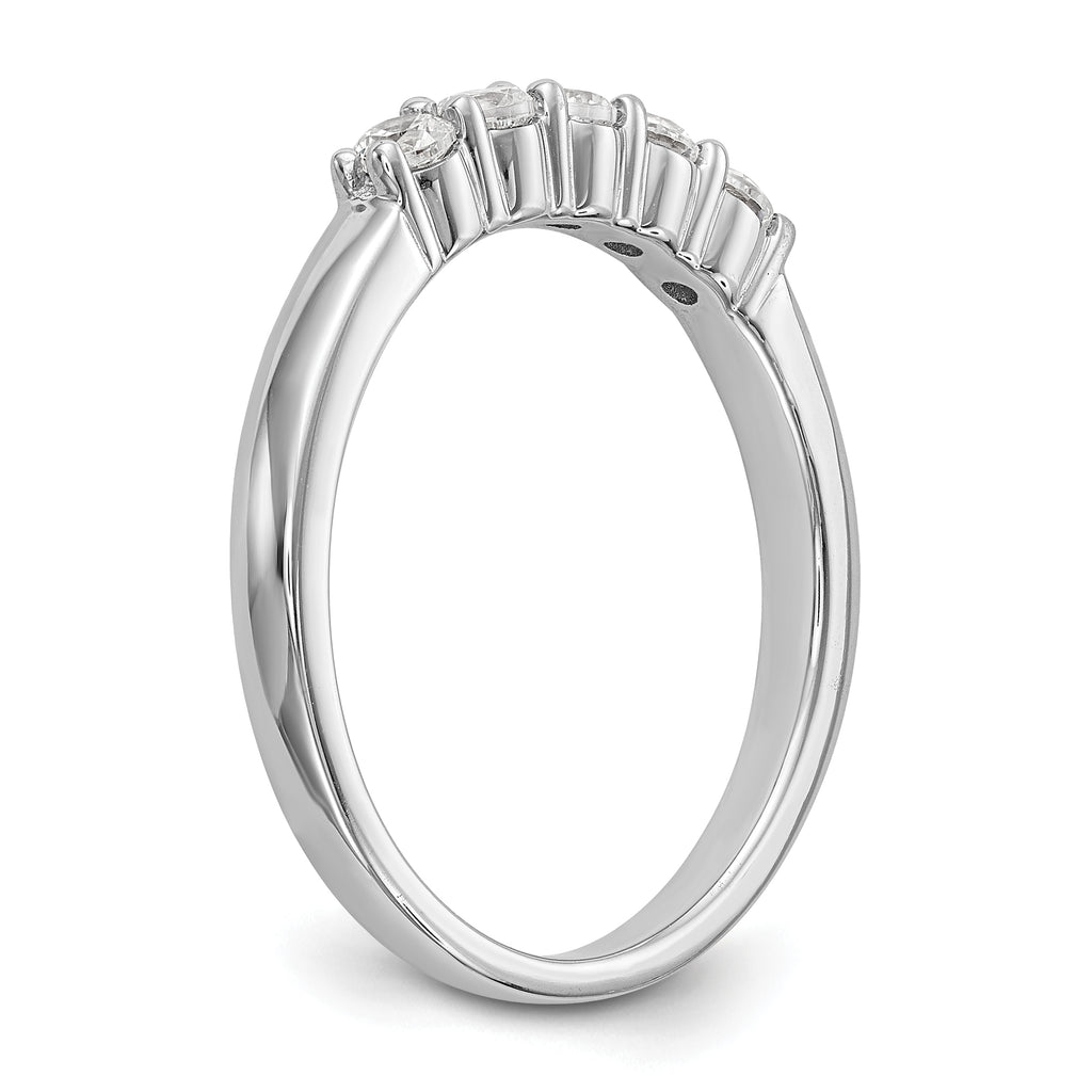 14K White Gold 5-Stone Shared Prong 1/3 carat Complete Round Diamond Band