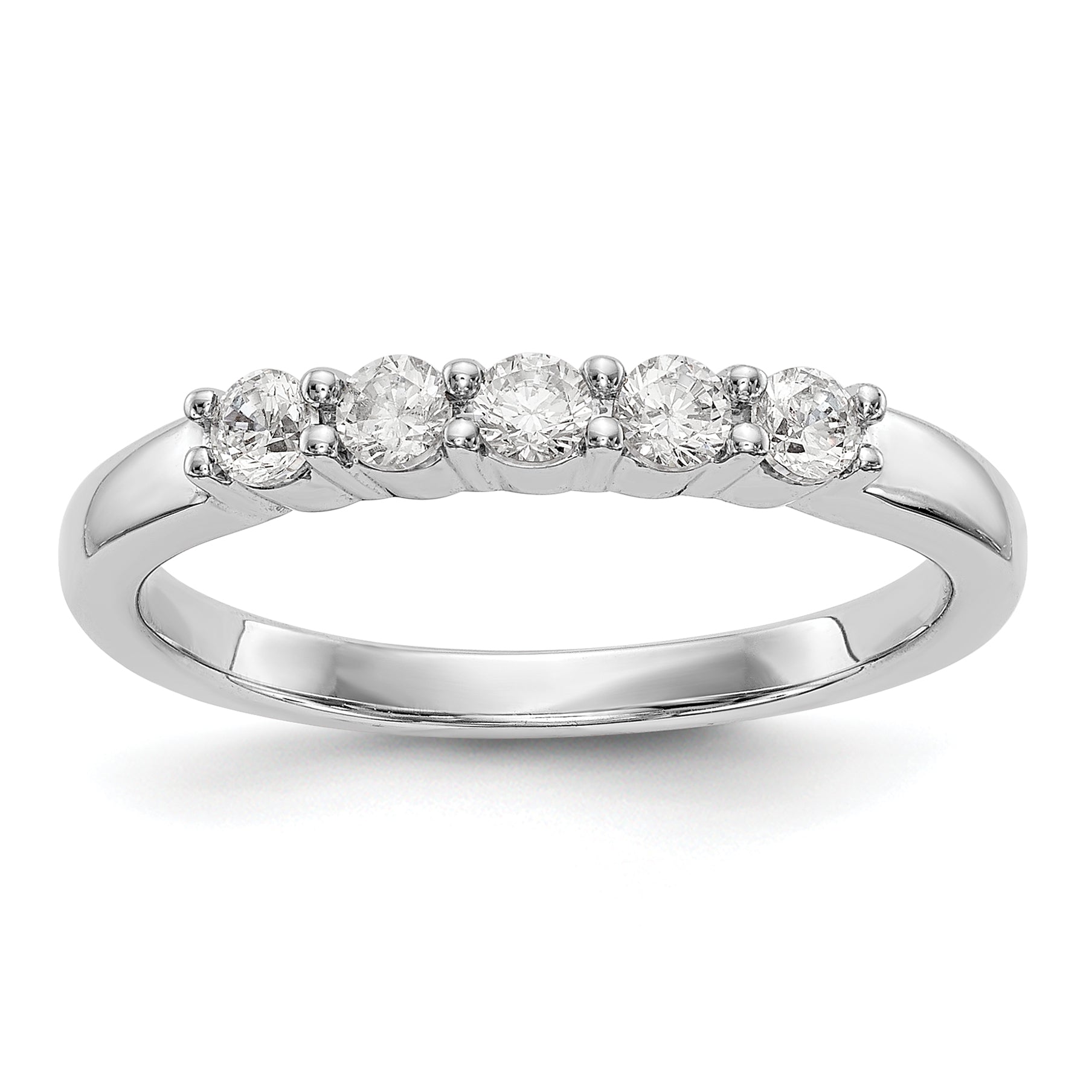 14K White Gold 5-Stone Shared Prong 1/3 carat Complete Round Diamond Band Main image