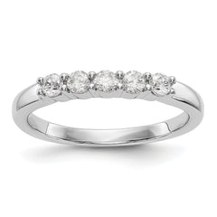 14K White Gold 5-Stone Shared Prong 1/3 carat Complete Round Diamond Band - 7