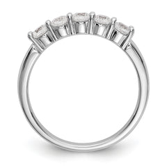 14K White Gold 5-Stone Shared Prong 1/2 carat Complete Round Diamond Band - 7