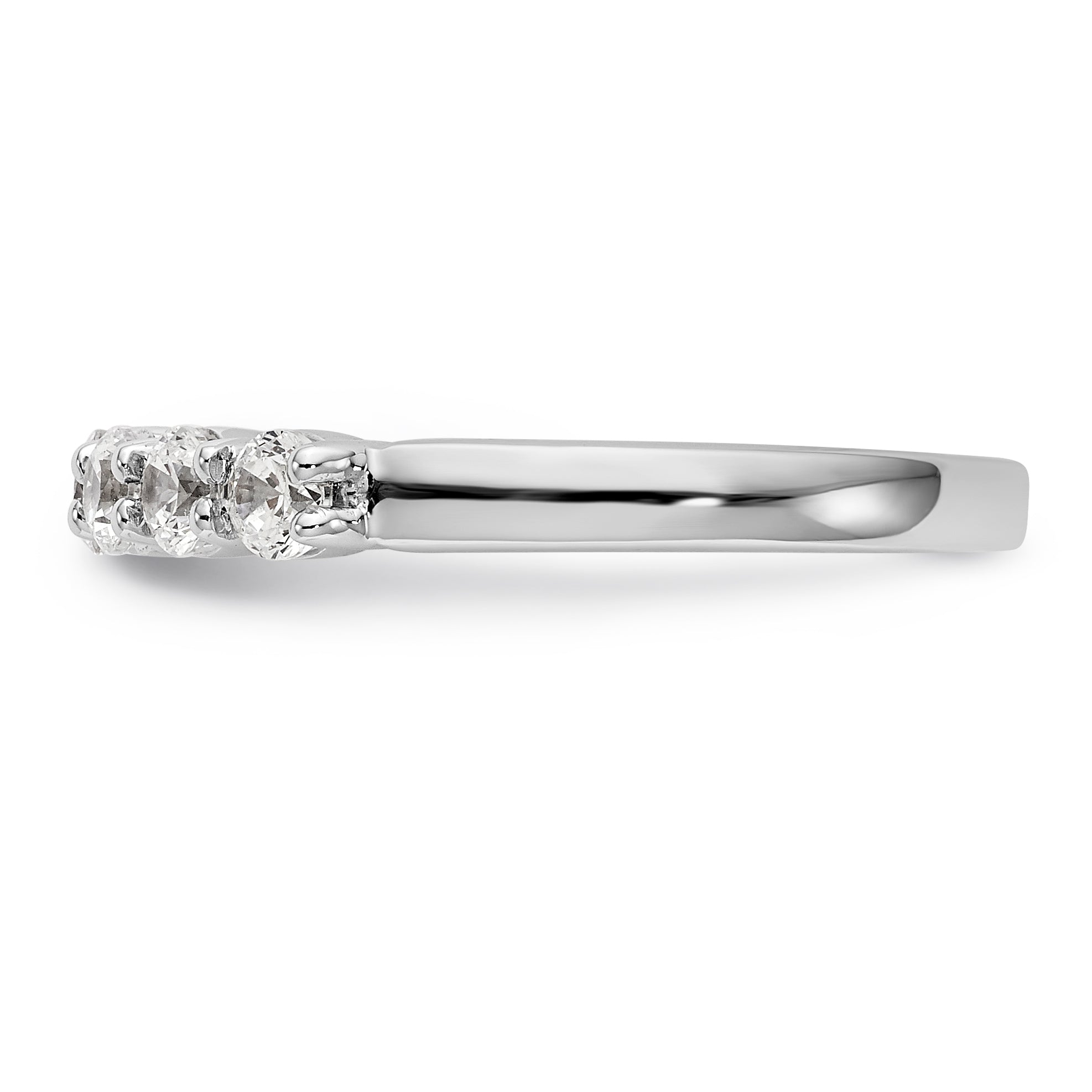 14K White Gold 5-Stone Shared Prong 1/2 carat Complete Round Diamond Band - 7