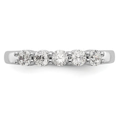 14K White Gold 5-Stone Shared Prong 1/2 carat Complete Round Diamond Band - 7