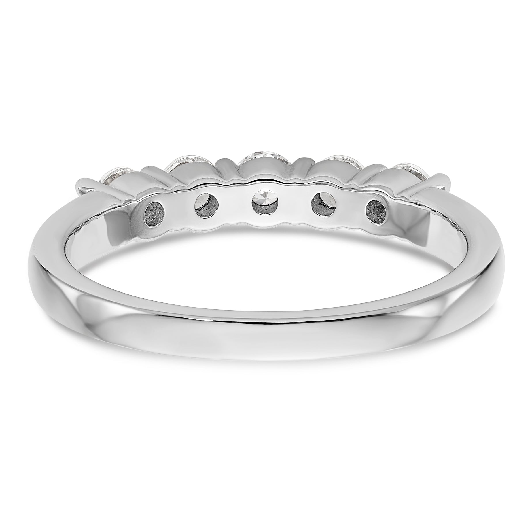 14K White Gold 5-Stone Shared Prong 1/2 carat Complete Round Diamond Band - 7
