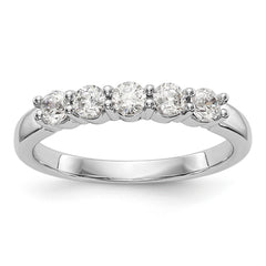 14K White Gold 5-Stone Shared Prong 1/2 carat Complete Round Diamond Band - 7