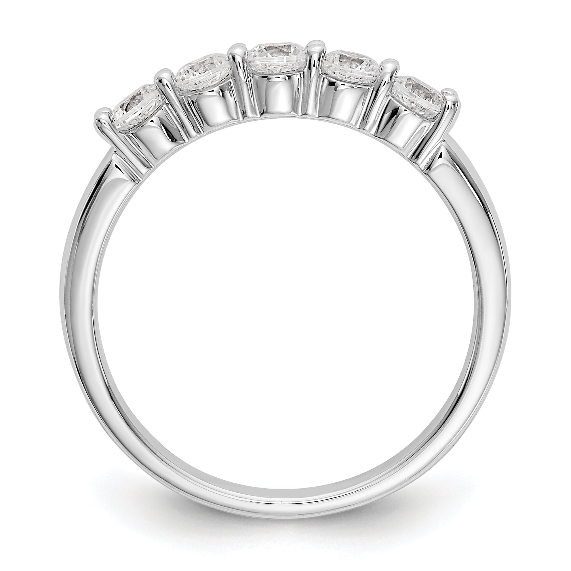 14K White Gold 5-Stone Shared Prong 1/2 carat Complete Round Diamond Band Secondary image