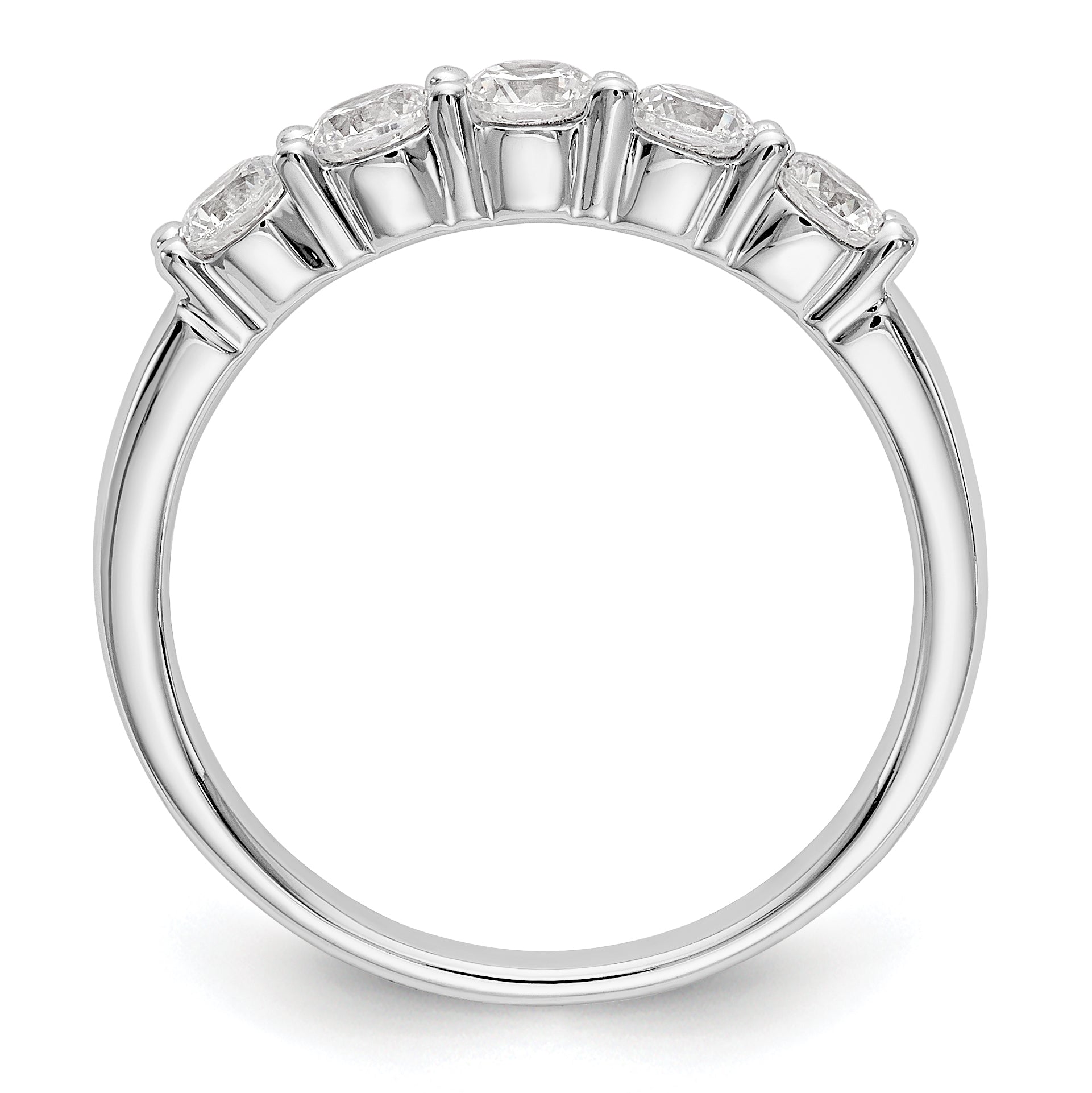 14K White Gold 5-Stone Shared Prong 5/8 carat Complete Round Diamond Band Secondary image