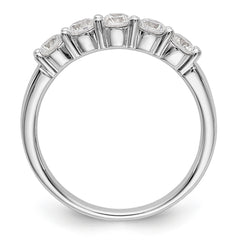 14K White Gold 5-Stone Shared Prong 5/8 carat Complete Round Diamond Band - 7
