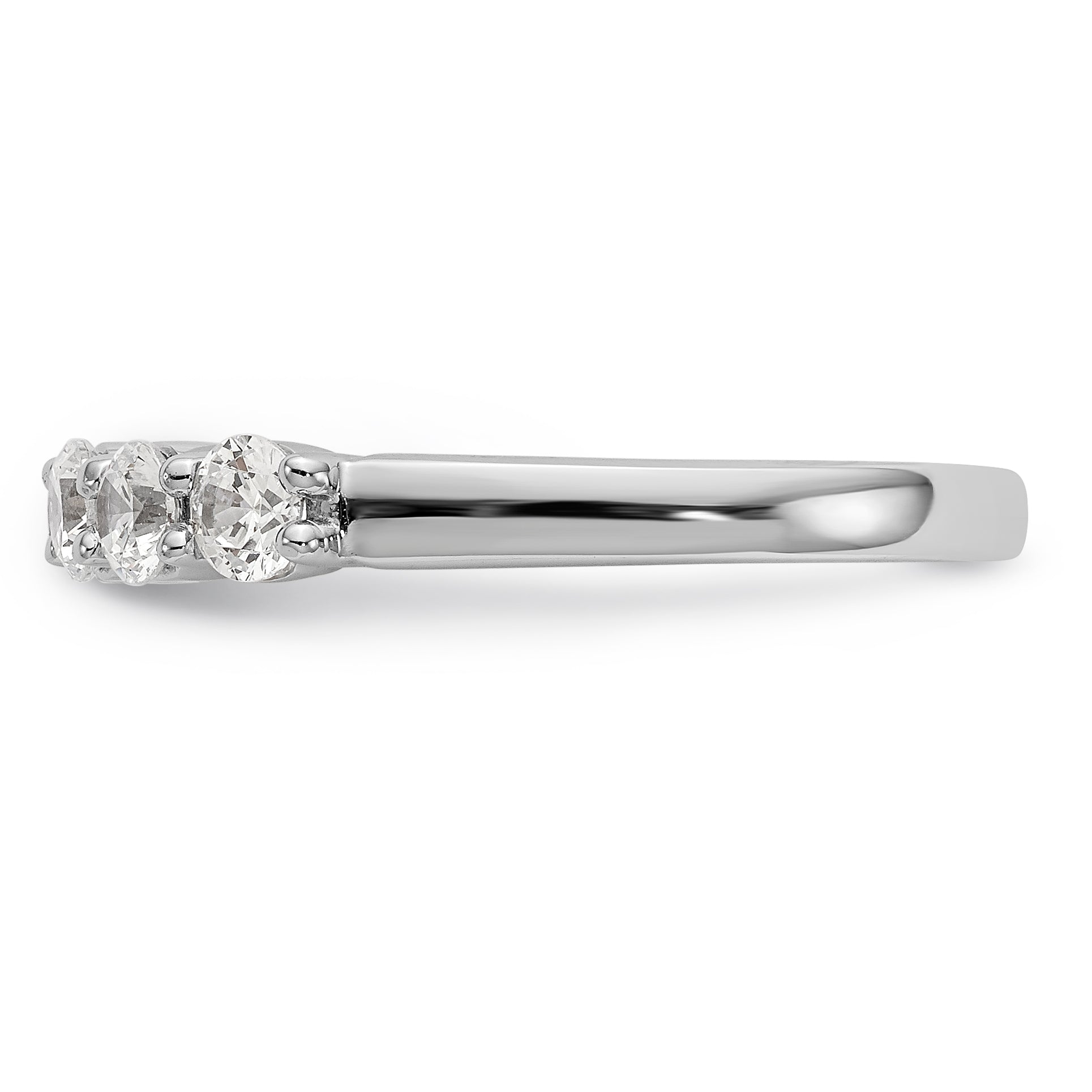 14K White Gold 5-Stone Shared Prong 5/8 carat Complete Round Diamond Band - 7