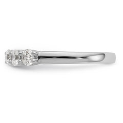 14K White Gold 5-Stone Shared Prong 5/8 carat Complete Round Diamond Band - 7