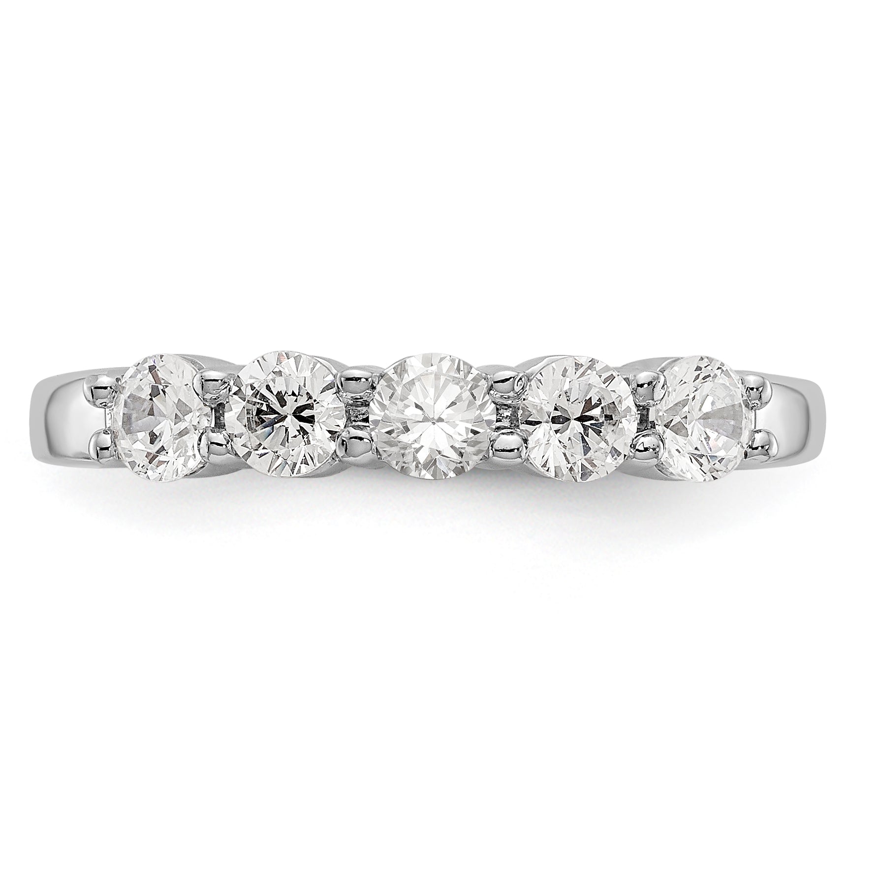 14K White Gold 5-Stone Shared Prong 5/8 carat Complete Round Diamond Band - 7