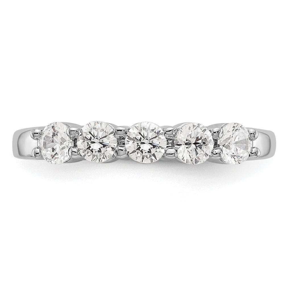 14K White Gold 5-Stone Shared Prong 5/8 carat Complete Round Diamond Band