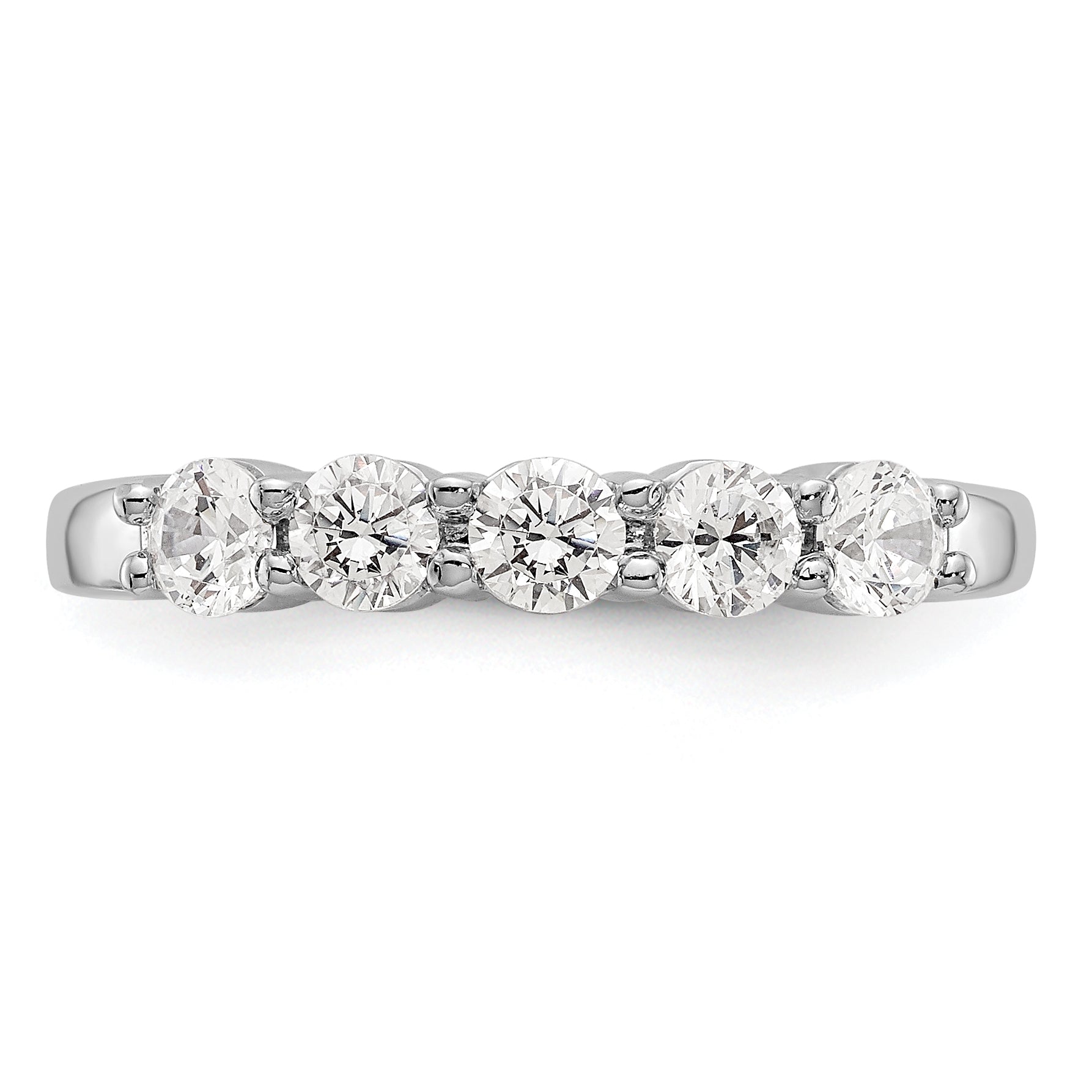 14K White Gold 5-Stone Shared Prong 5/8 carat Complete Round Diamond Band