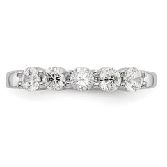 14K White Gold 5-Stone Shared Prong 5/8 carat Complete Round Diamond Band - 7