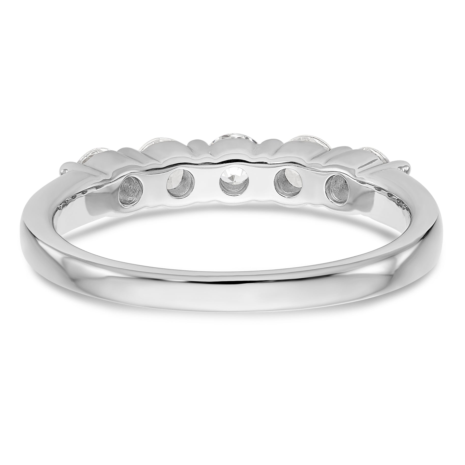 14K White Gold 5-Stone Shared Prong 5/8 carat Complete Round Diamond Band - 7