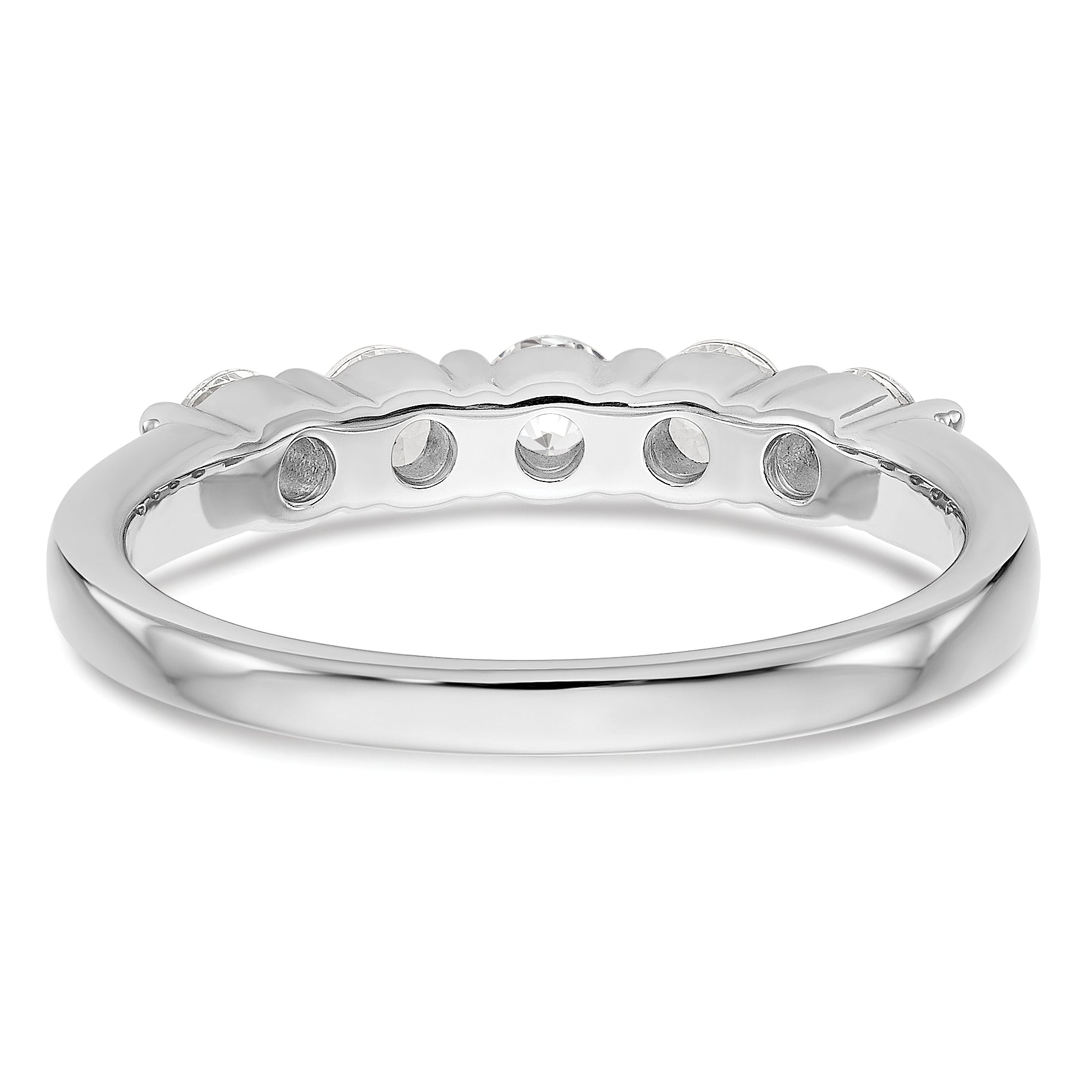 14K White Gold 5-Stone Shared Prong 5/8 carat Complete Round Diamond Band