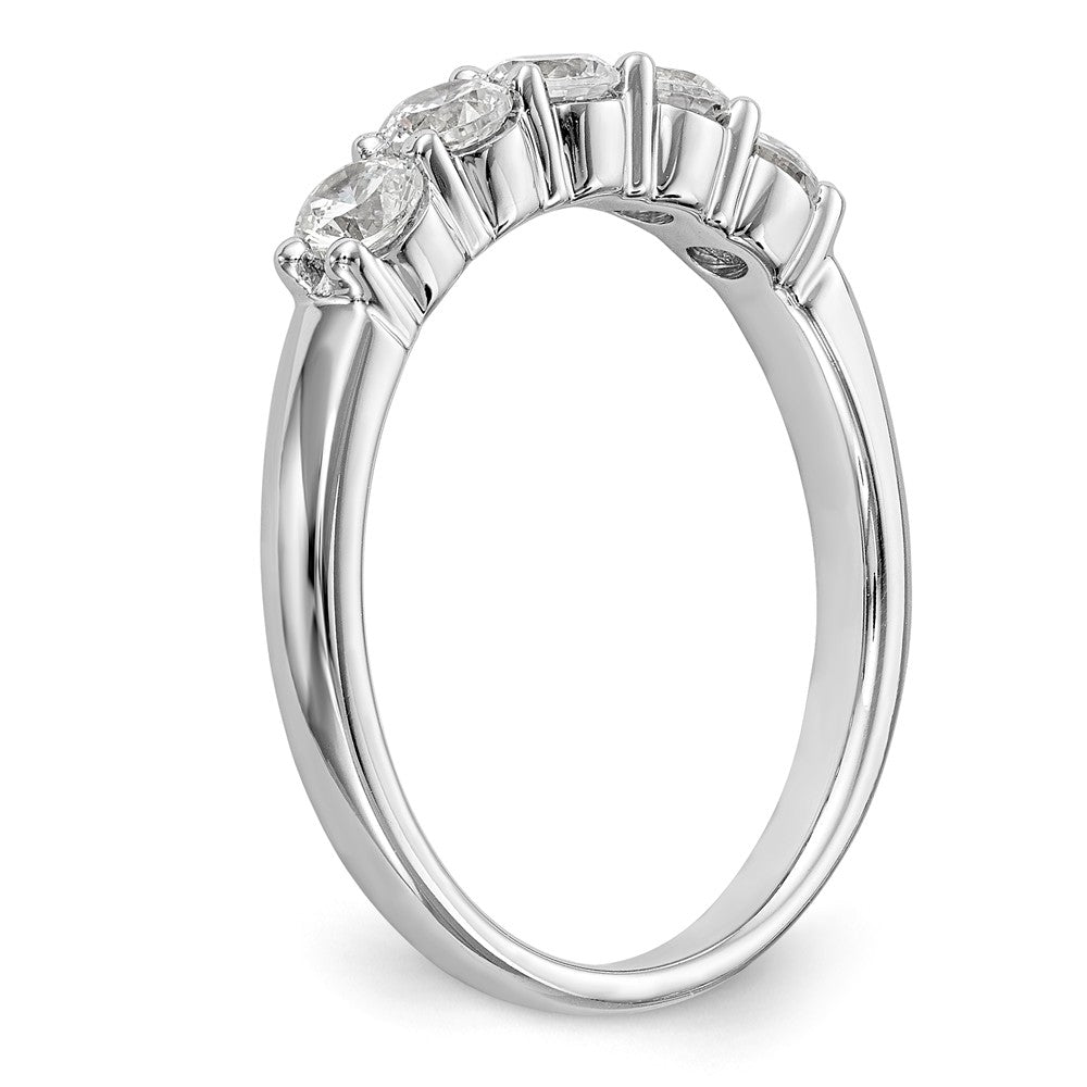 14K White Gold 5-Stone Shared Prong 5/8 carat Complete Round Diamond Band - 7