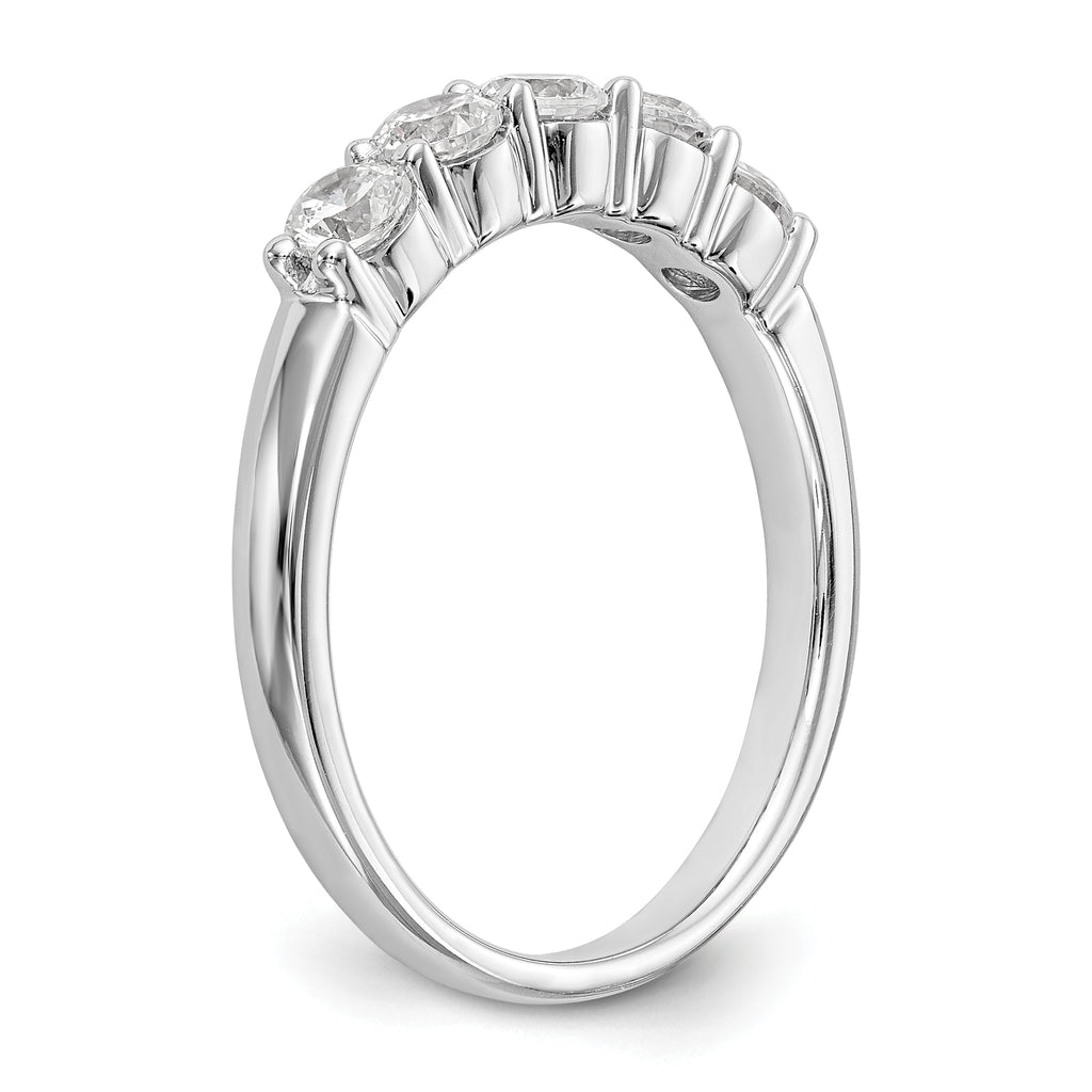 14K White Gold 5-Stone Shared Prong 5/8 carat Complete Round Diamond Band