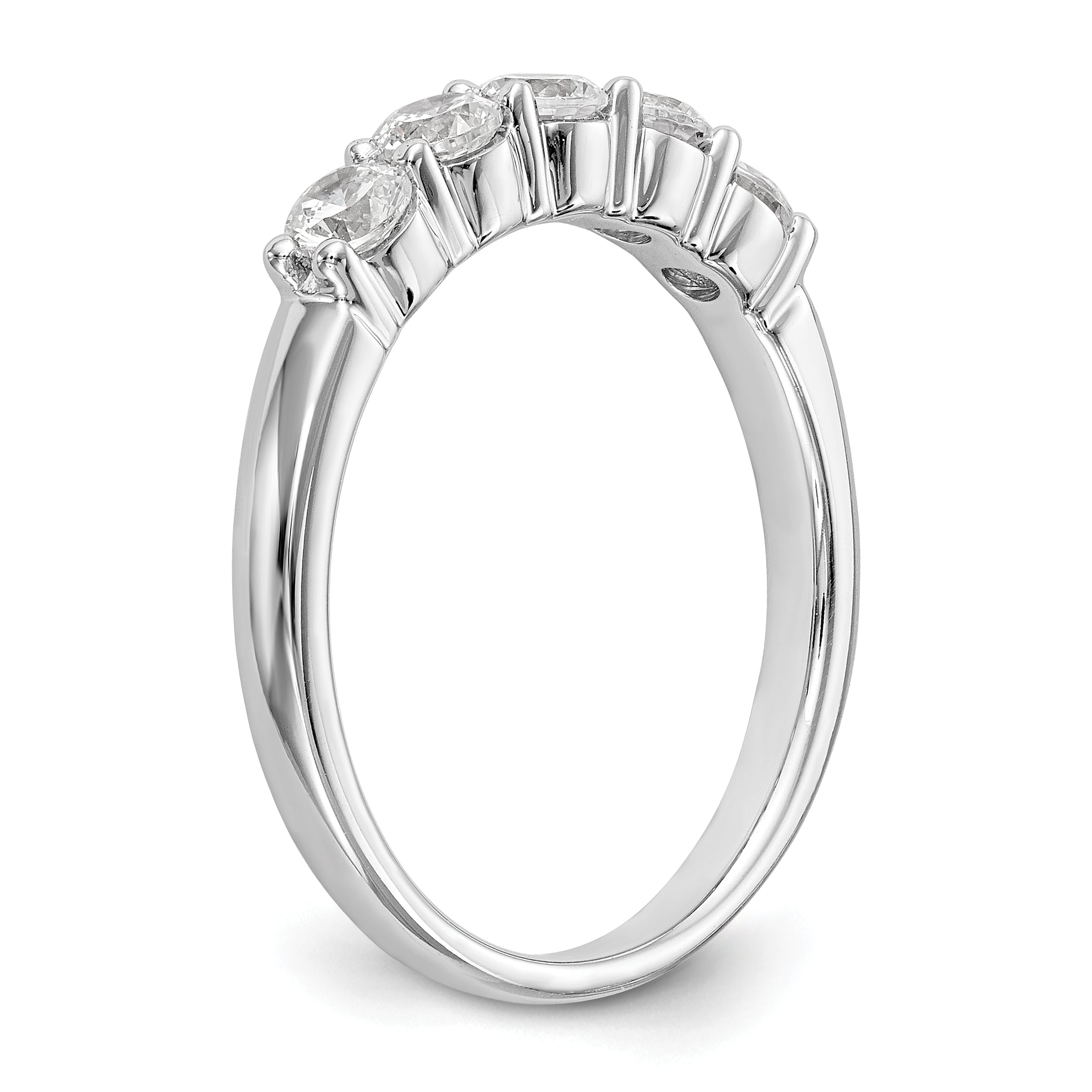 14K White Gold 5-Stone Shared Prong 5/8 carat Complete Round Diamond Band