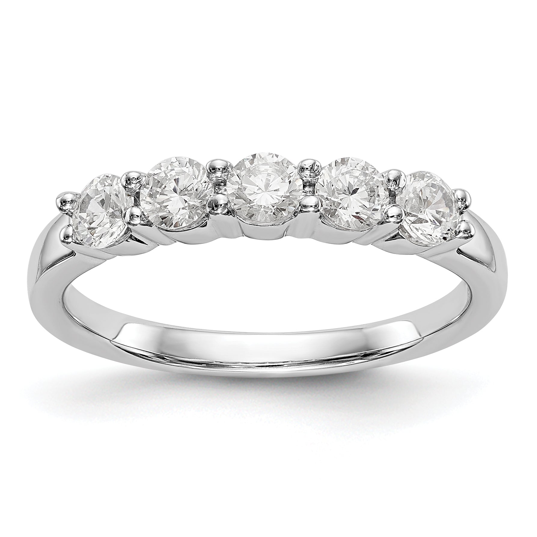 14K White Gold 5-Stone Shared Prong 5/8 carat Complete Round Diamond Band Main image