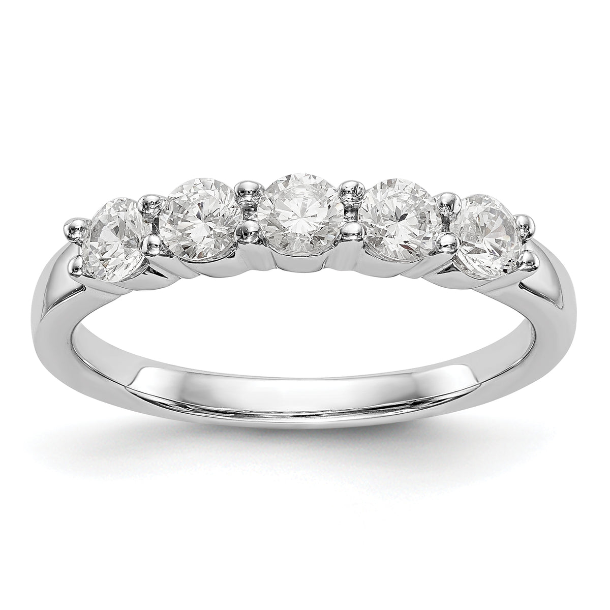 14K White Gold 5-Stone Shared Prong 5/8 carat Complete Round Diamond Band - 7