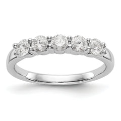 14K White Gold 5-Stone Shared Prong 5/8 carat Complete Round Diamond Band - 7