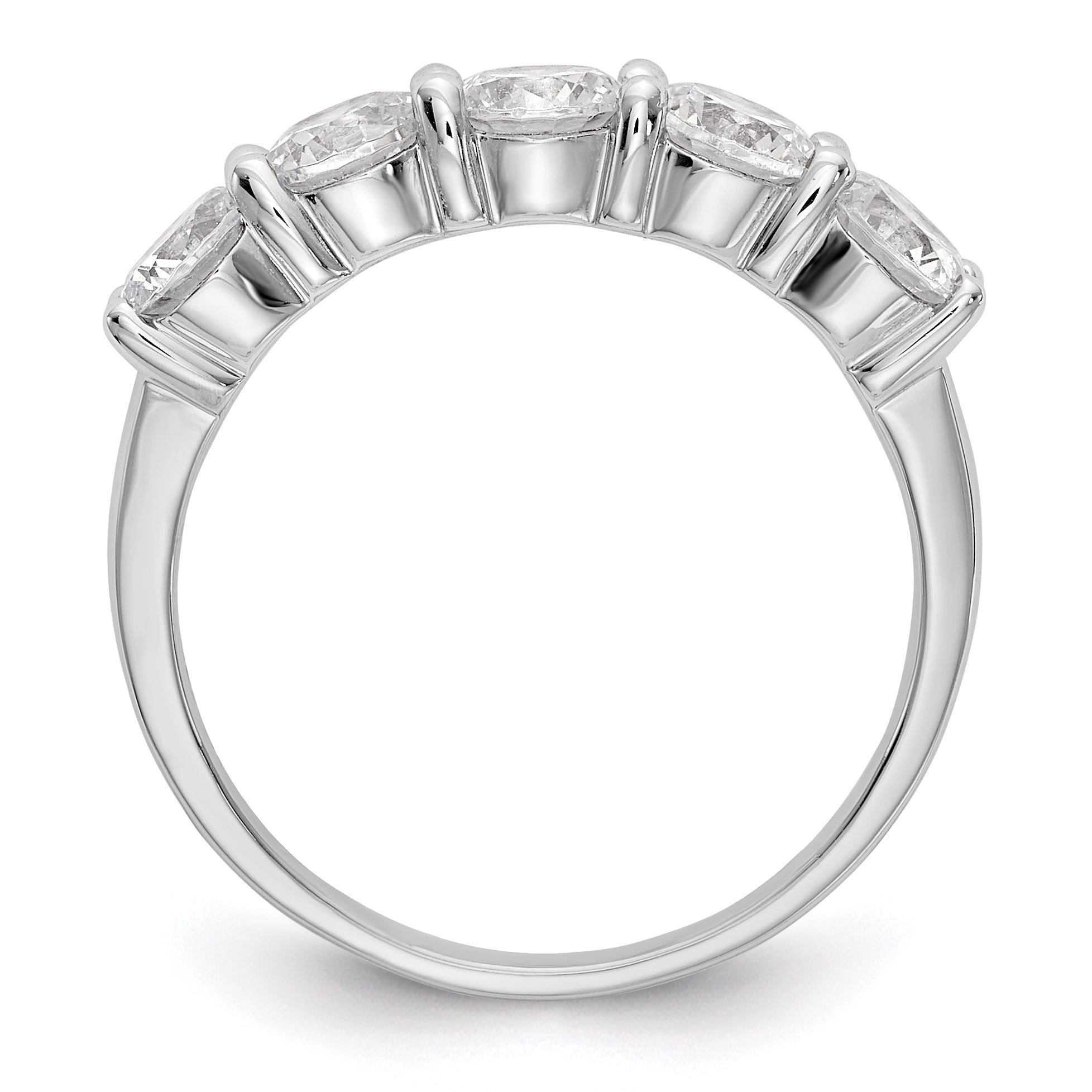 14K White Gold 5-Stone Shared Prong 1.65 carat Complete Round Diamond Band Secondary image