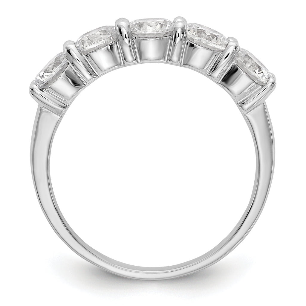 14K White Gold 5-Stone Shared Prong 1.65 carat Complete Round Diamond Band