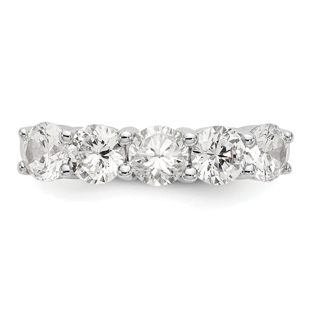14K White Gold 5-Stone Shared Prong 1.65 carat Complete Round Diamond Band