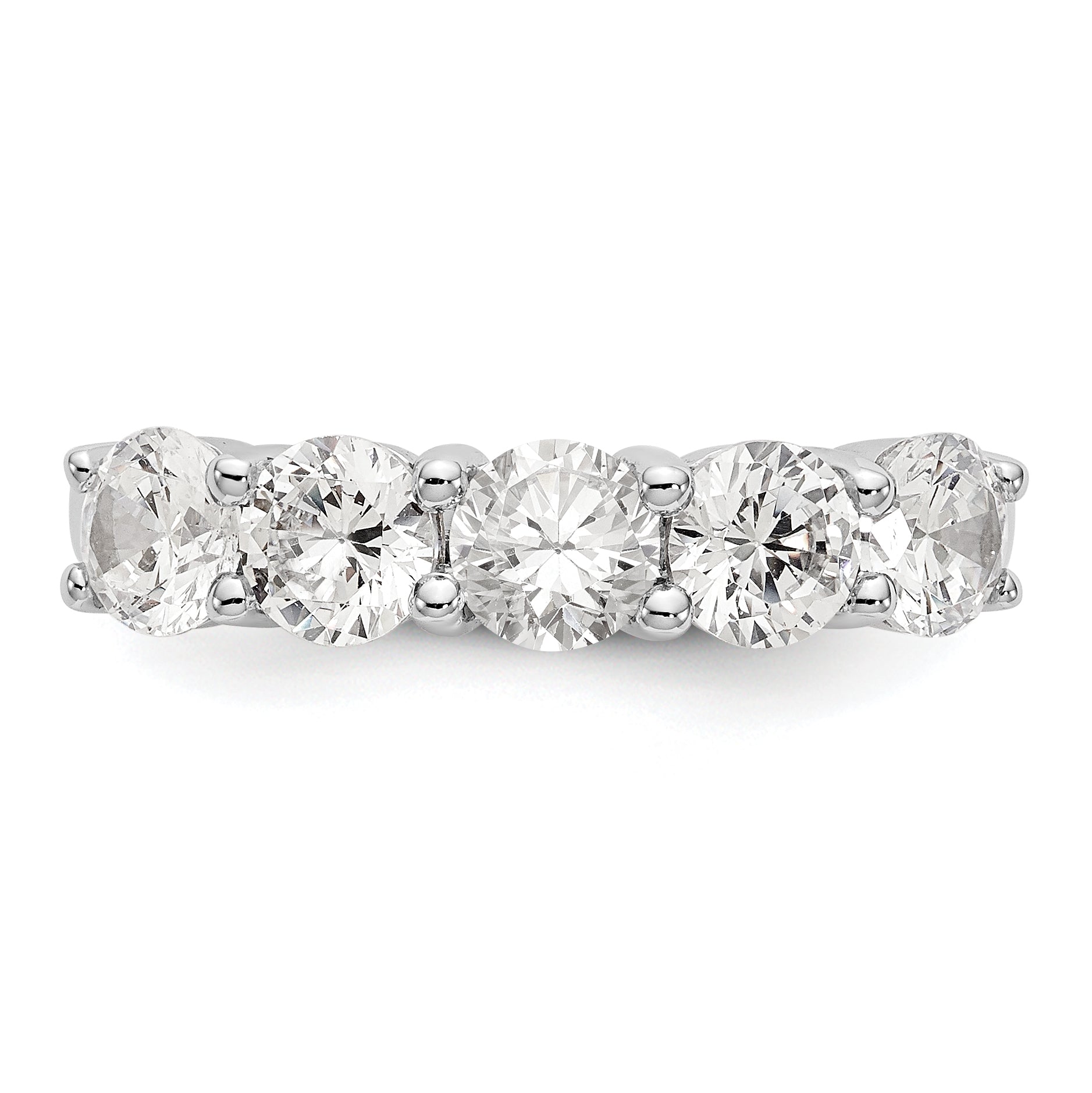 14K White Gold 5-Stone Shared Prong 1.65 carat Complete Round Diamond Band