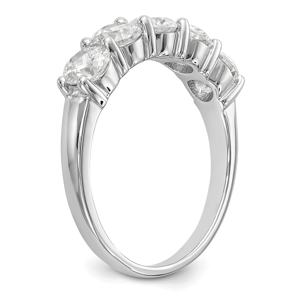 14K White Gold 5-Stone Shared Prong 1.65 carat Complete Round Diamond Band