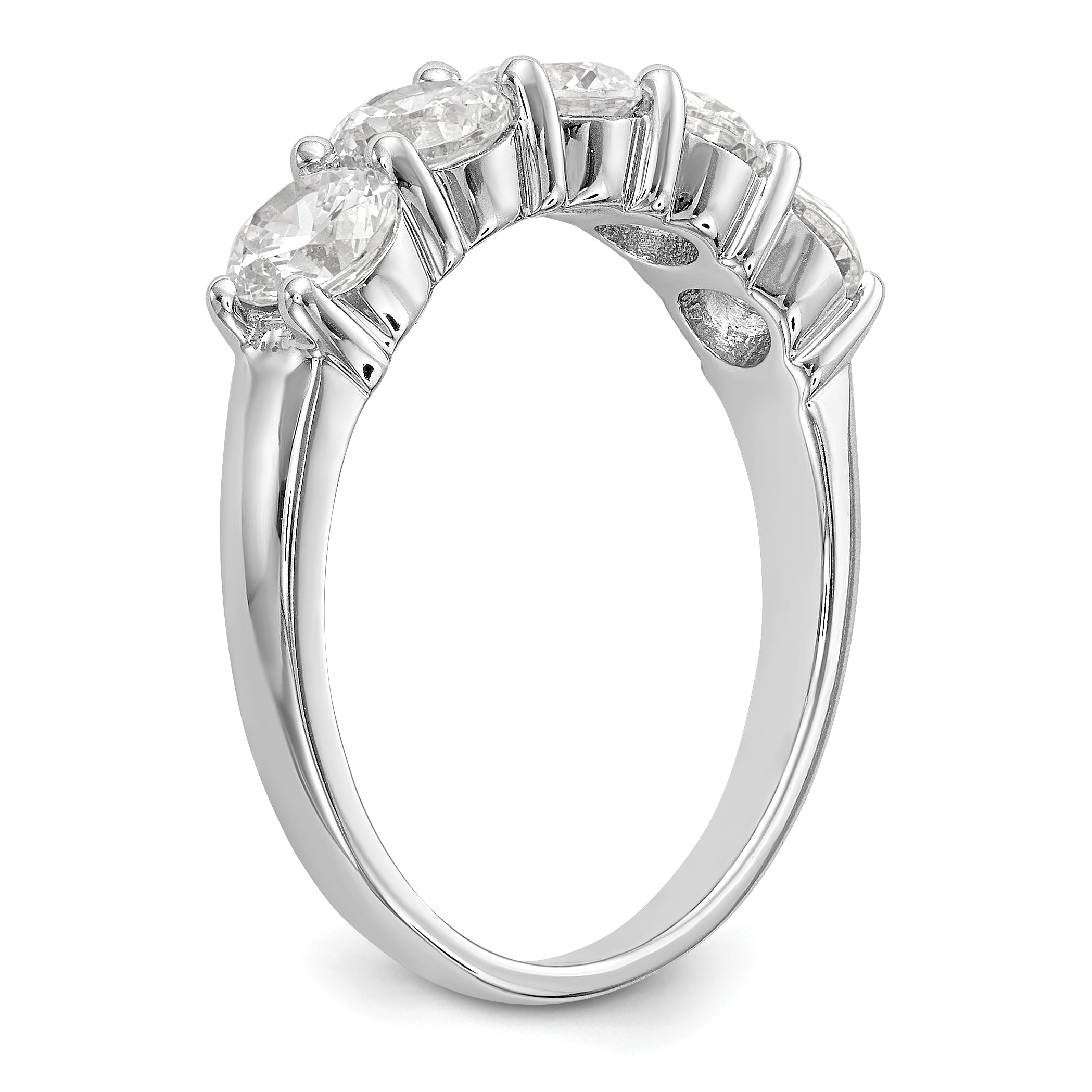 14K White Gold 5-Stone Shared Prong 1.65 carat Complete Round Diamond Band