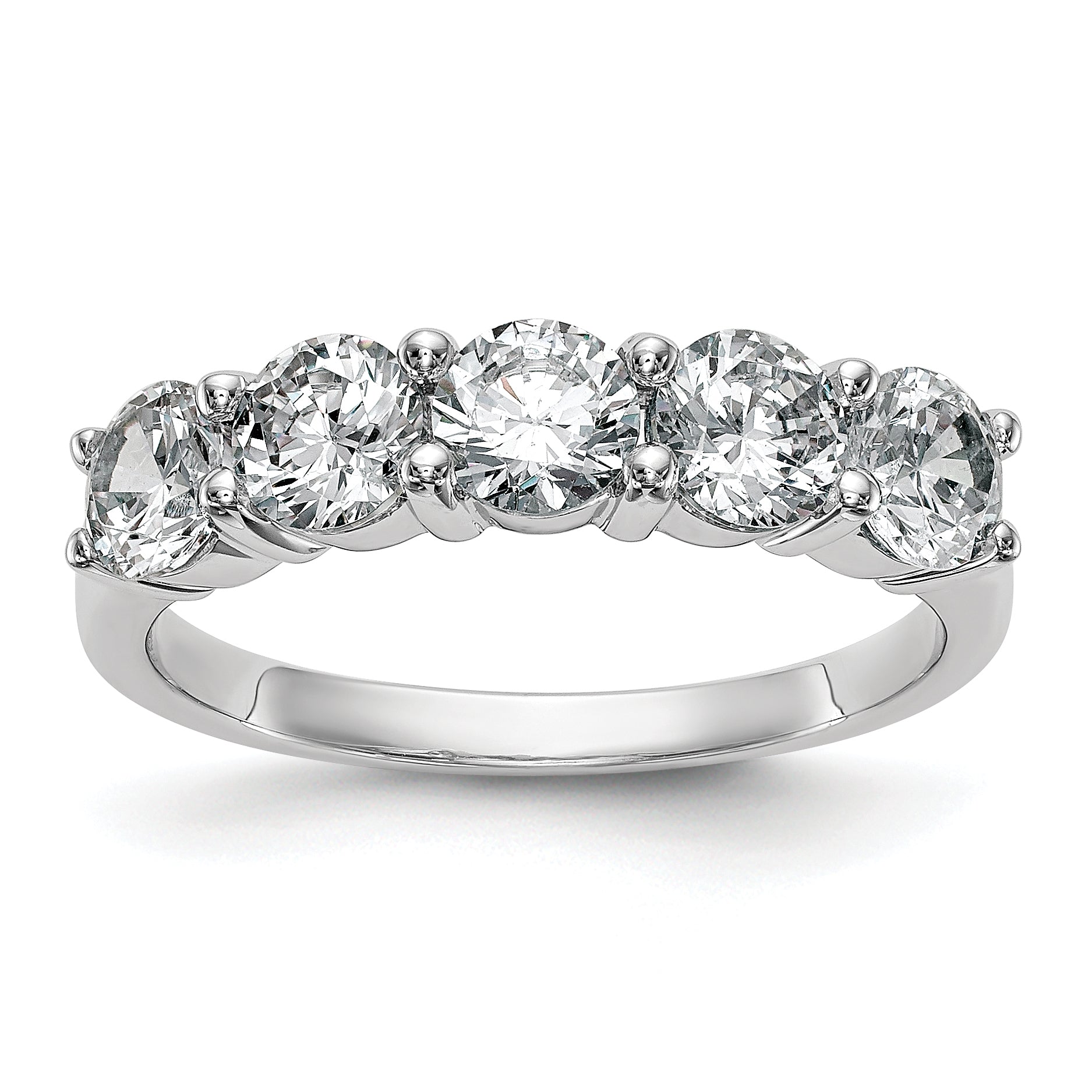 14K White Gold 5-Stone Shared Prong 1.65 carat Complete Round Diamond Band Main image