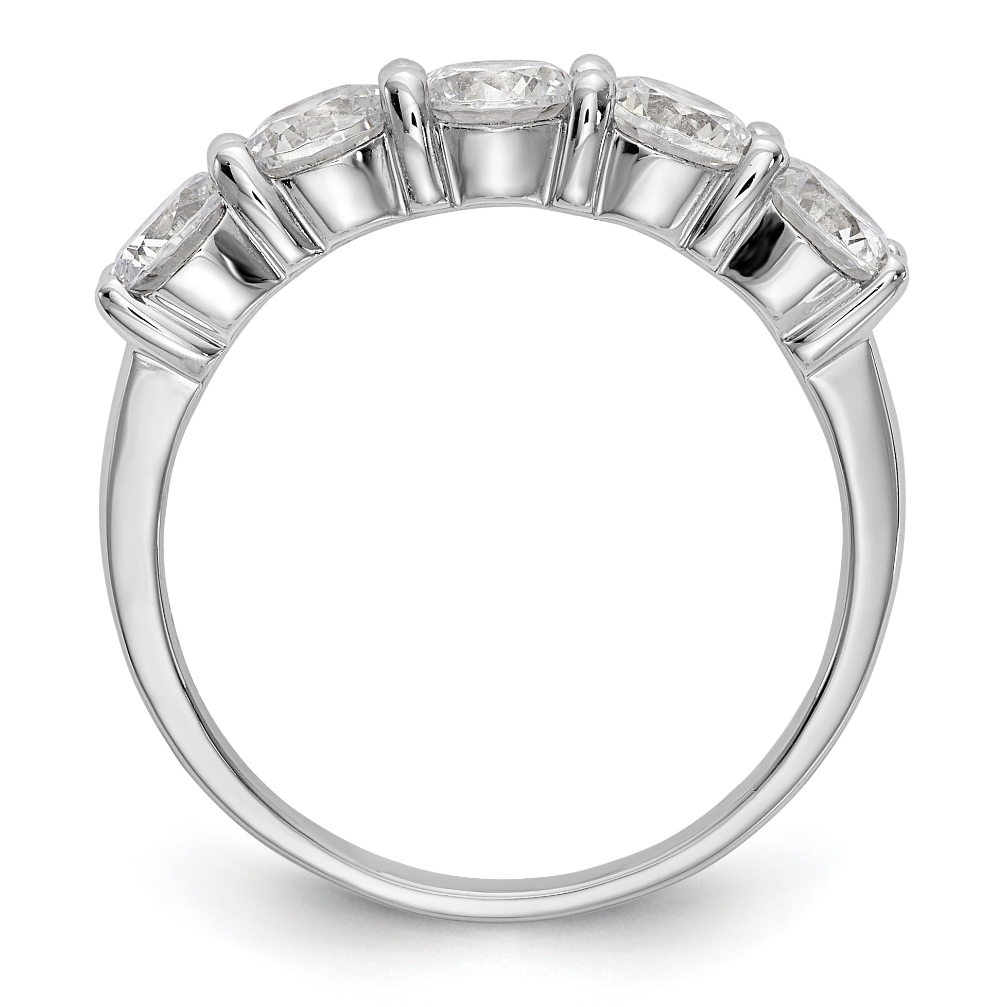 14K White Gold 5-Stone Shared Prong 1.65 carat Complete Round Diamond Band - 7