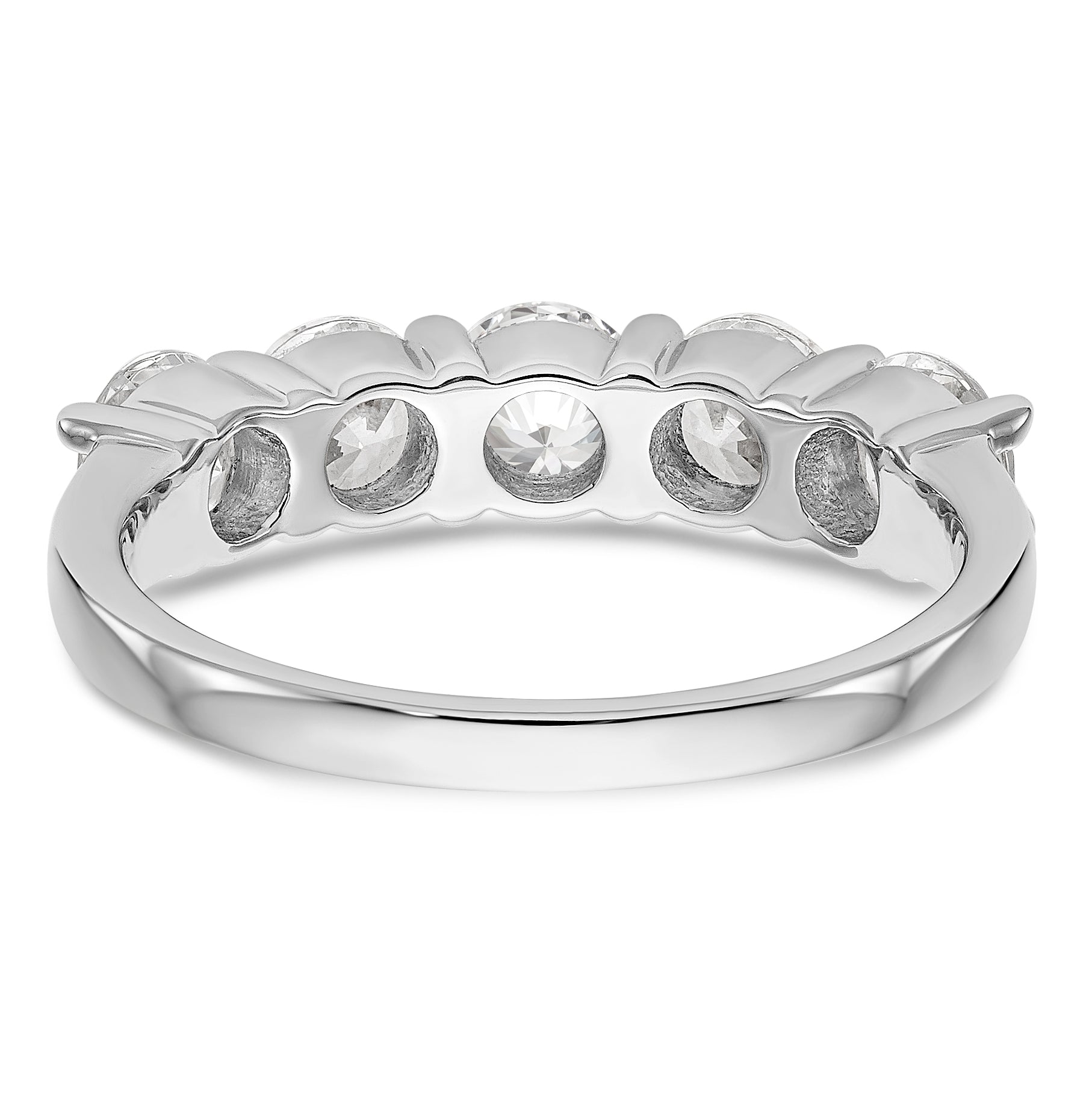 14K White Gold 5-Stone Shared Prong 1.65 carat Complete Round Diamond Band - 7